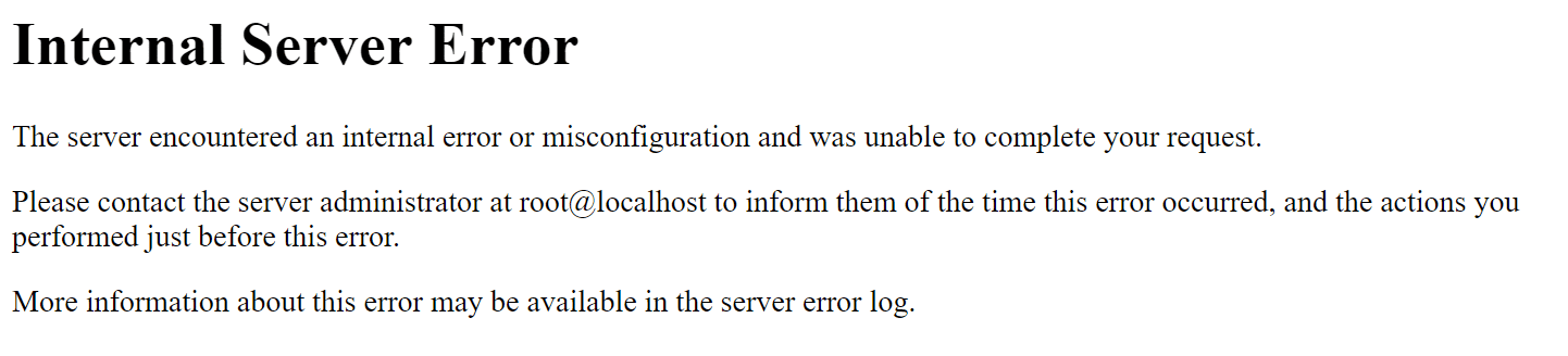 Internal Server Error